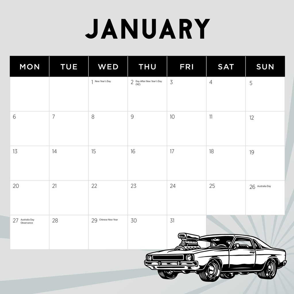 Hot Monaros 2025 Calendar