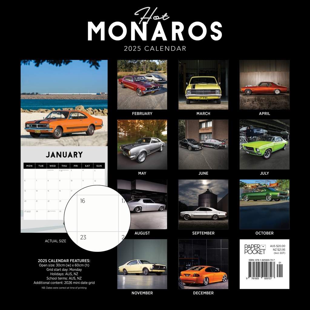 Hot Monaros 2025 Calendar