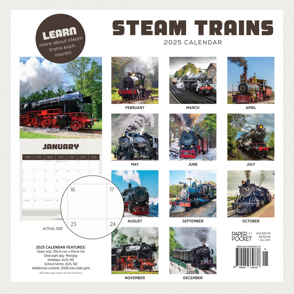 Steam Trains 2025 Calendar