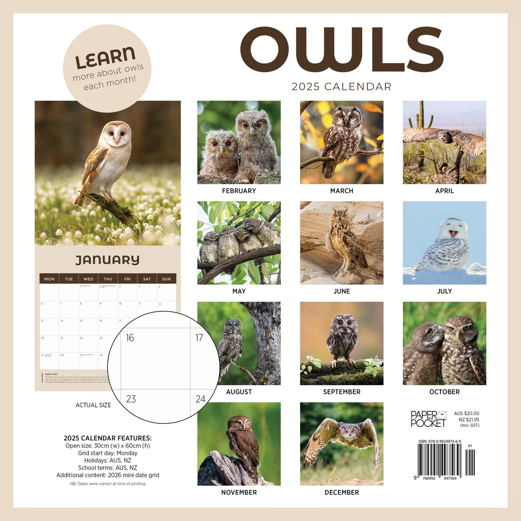 Owls 2025 Calendar