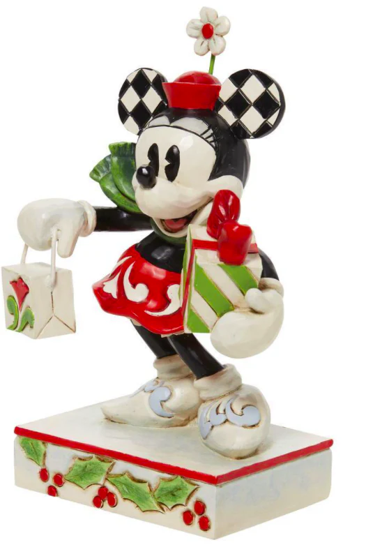 Minnie Mouse with Bag and Gift "Holiday Glamour" Figurine - Disney Traditions by Jim Shore