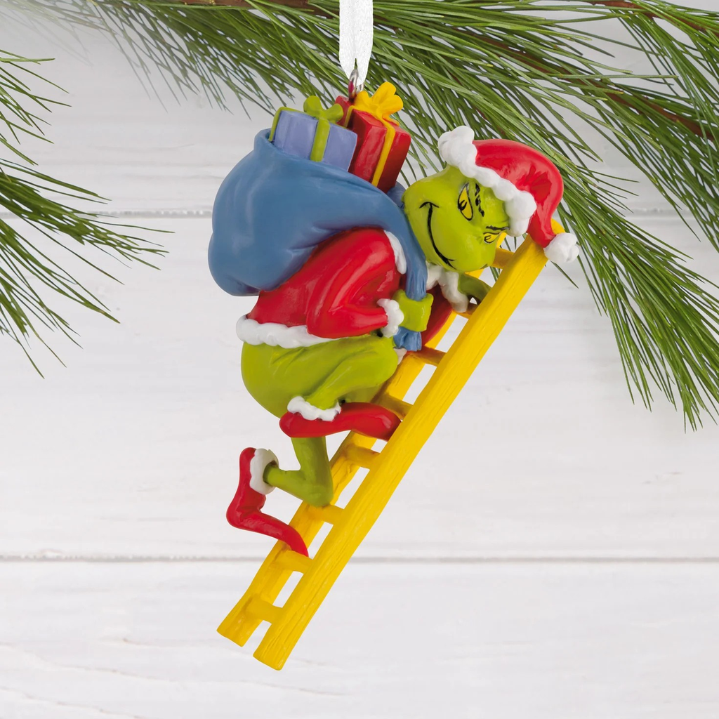 Dr. Seuss's How the Grinch Stole Christmas! Grinch on Ladder - Hallmark Christmas Ornament