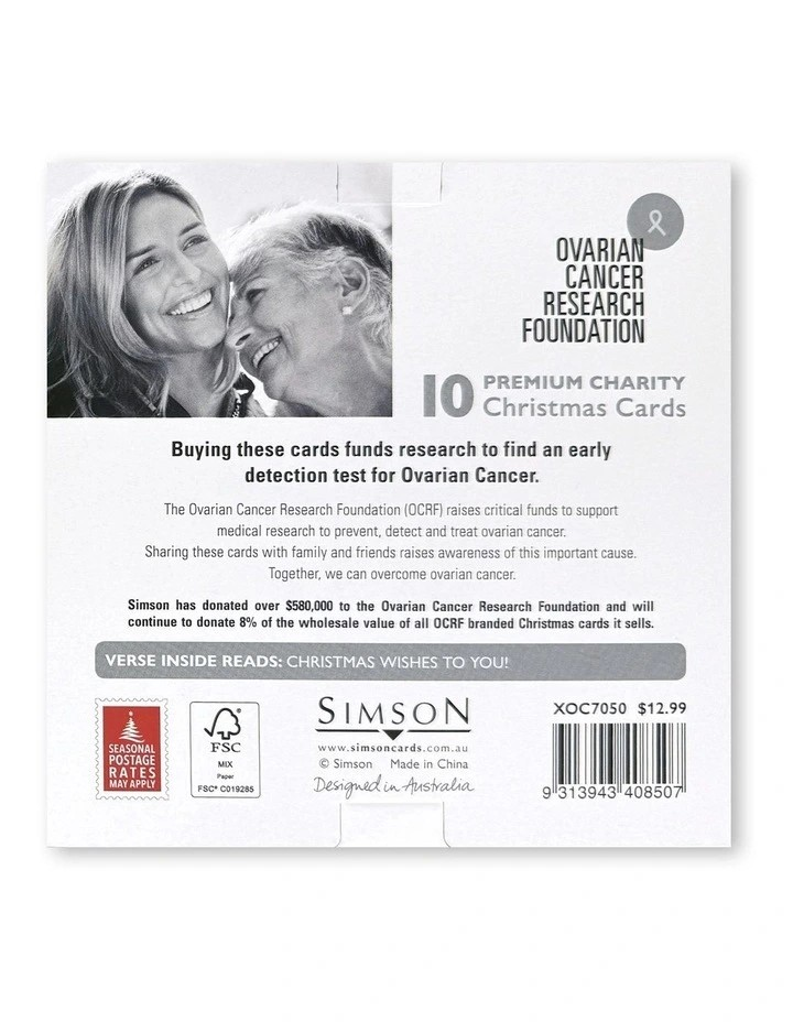Simson Boxed Christmas Cards (Ovarian Cancer Charity Pack of 10) - Merry & Bright