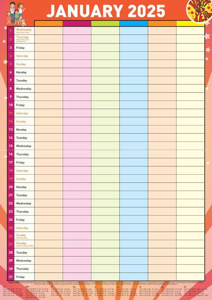 Big Print Family Organiser 2025 Calendar