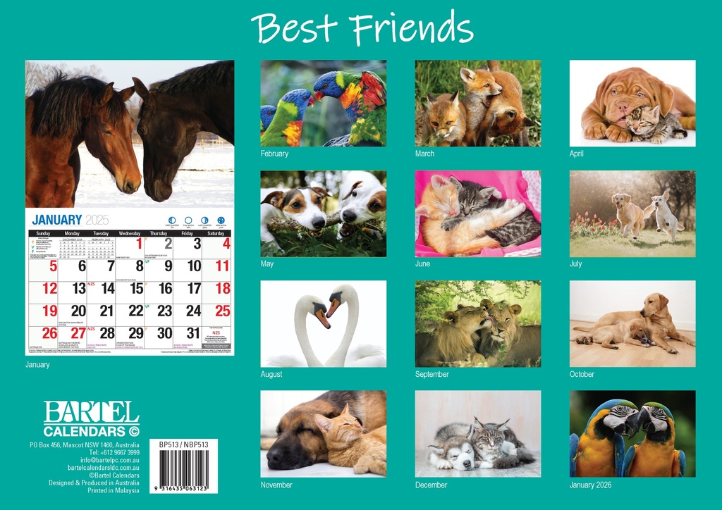 Big Print Best Friends 2025 Calendar