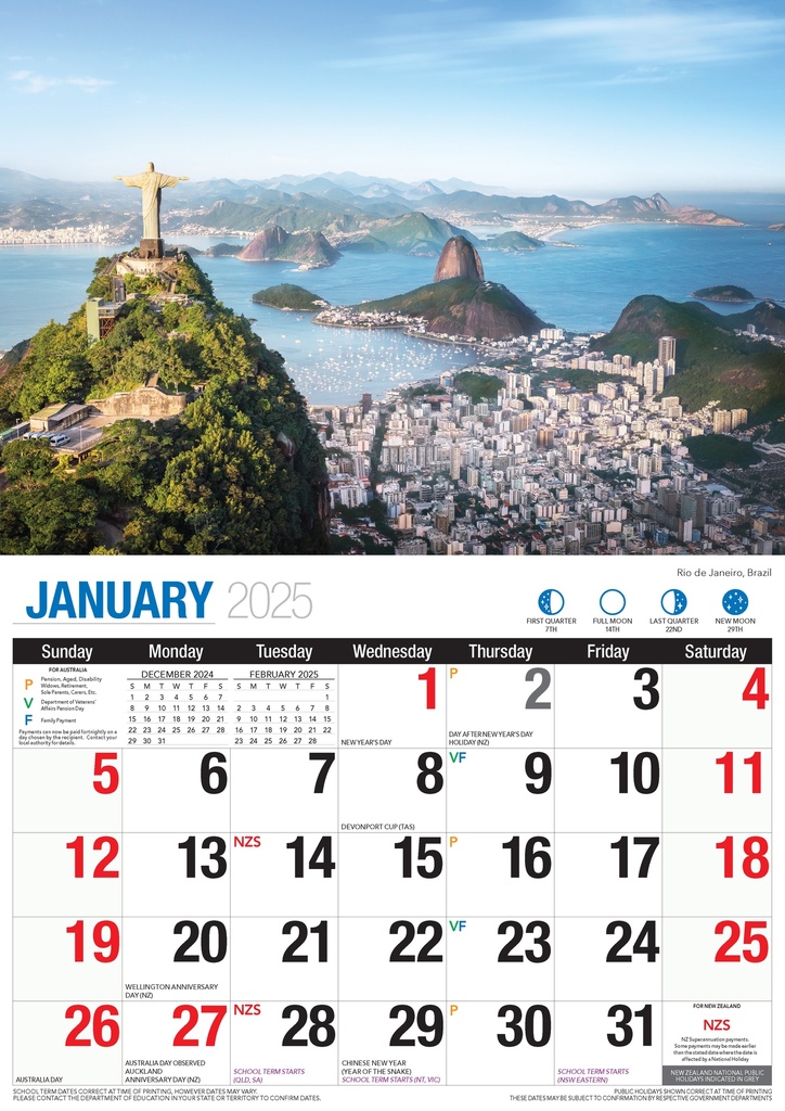 Big Print Destinations 2025 Calendar