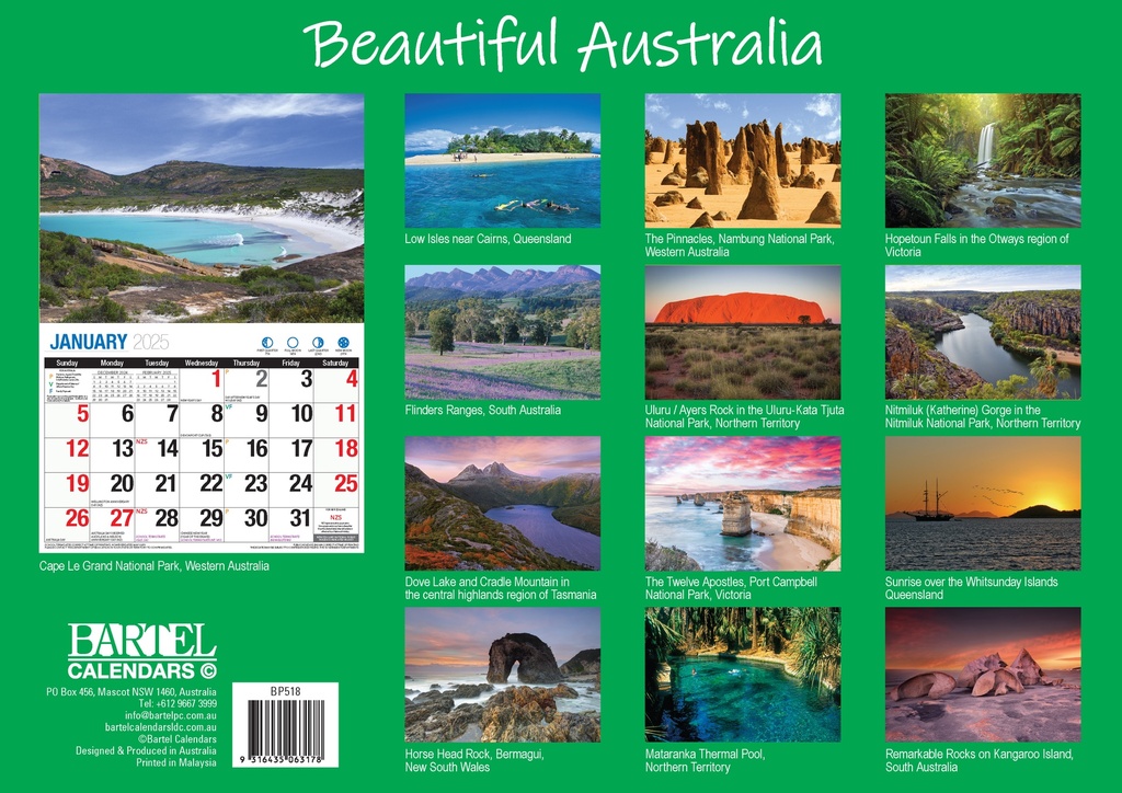 Big Print Beautiful Australia 2025 Calendar