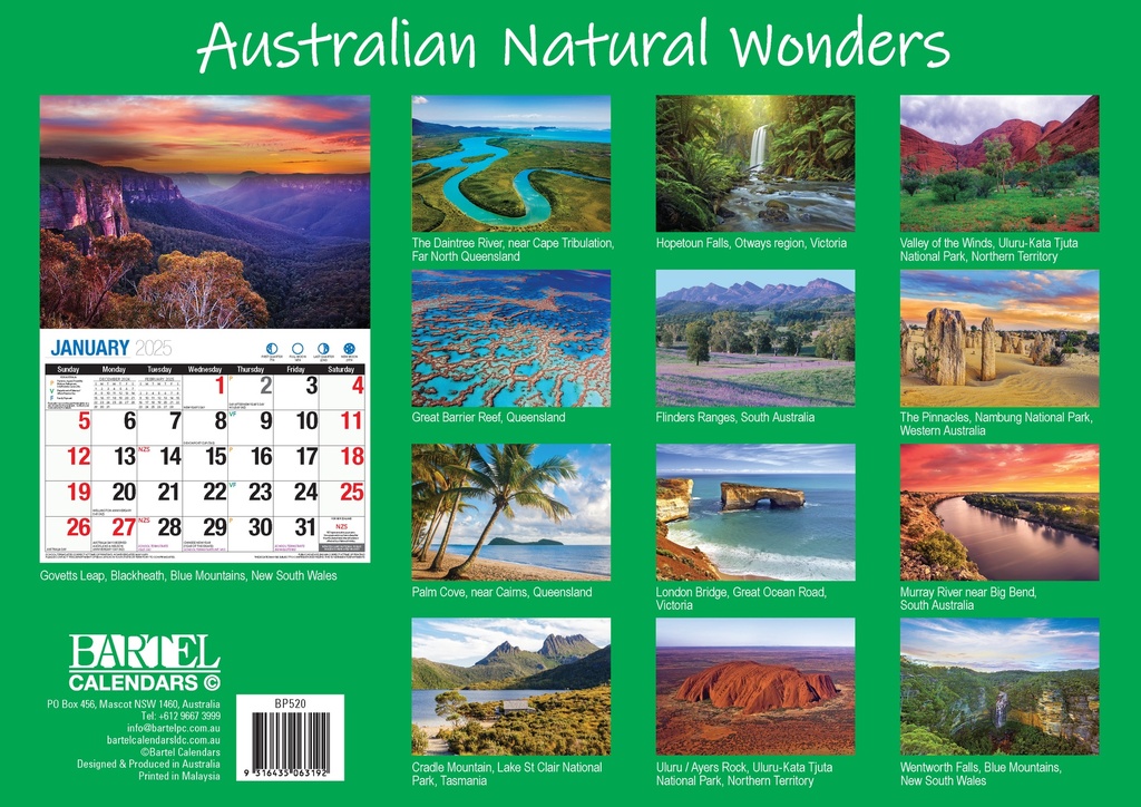 Big Print Australian Natural Wonders 2025 Calendar