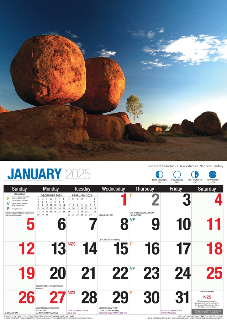 Big Print Australian Scenic Beauty 2025 Calendar
