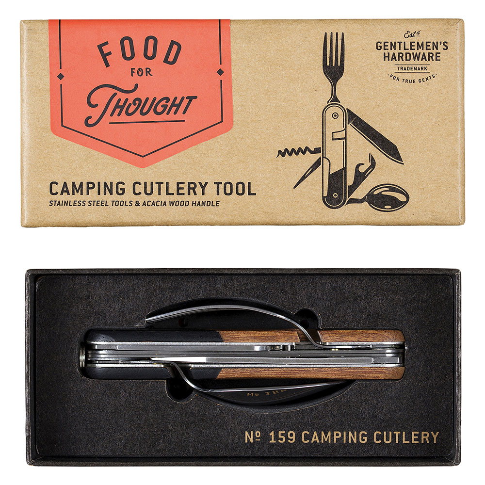 Gentelman's Hardware Camping Cutlery Tool Acacia Wood &amp; Stainless Finish