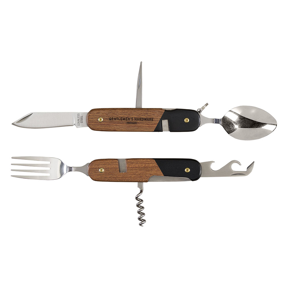 Gentelman's Hardware Camping Cutlery Tool Acacia Wood &amp; Stainless Finish