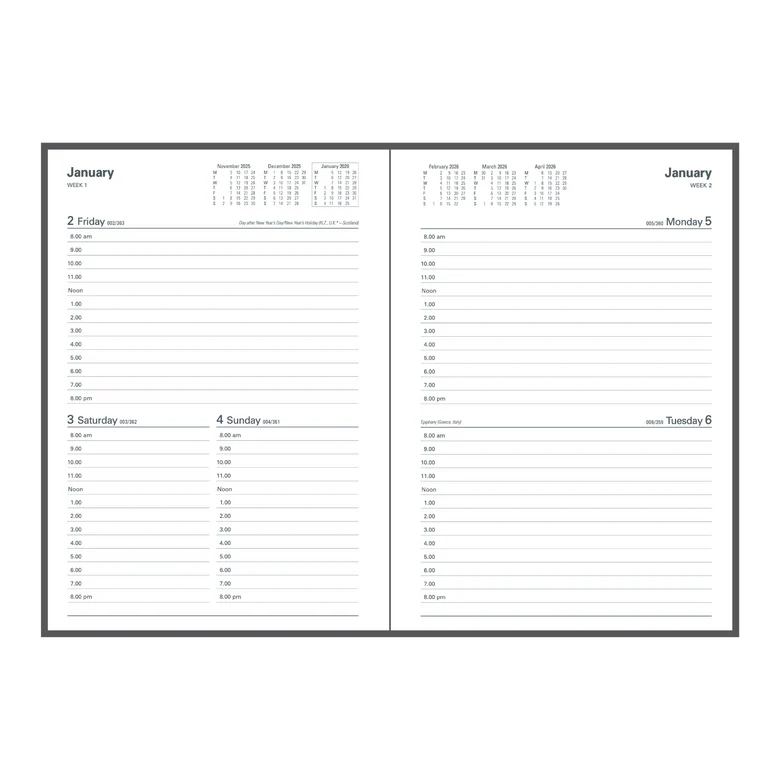 2025-2026 Financial Year Diary - Collins A5 2-Days-To-A-Page (2DTP) Black