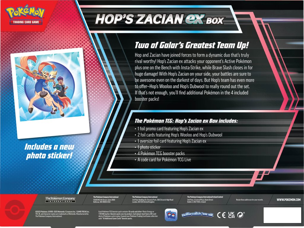 Pokémon TCG: Hop's Zacian ex Box