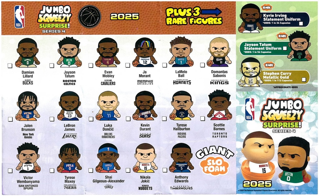 Squeezymates - 2024 NBA 4" Jumbo Surprise Capsules (Series 4) 
