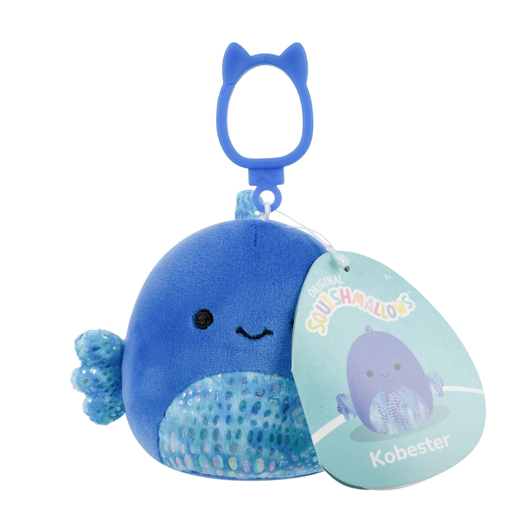 Kobester the Blue Betta Fish 3.5 inch Squishmallows Clips