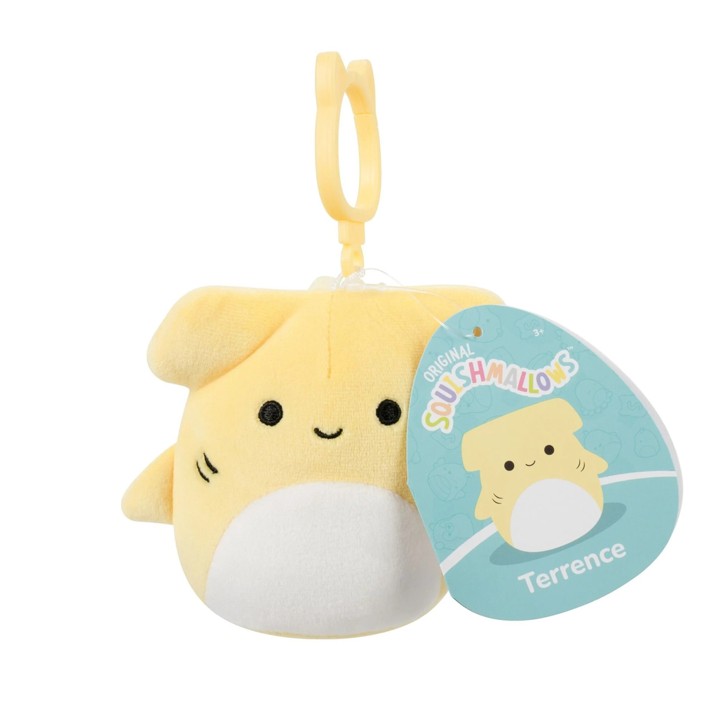 Terrence the Yellow Hammerhead Shark 3.5 inch Squishmallows Clips