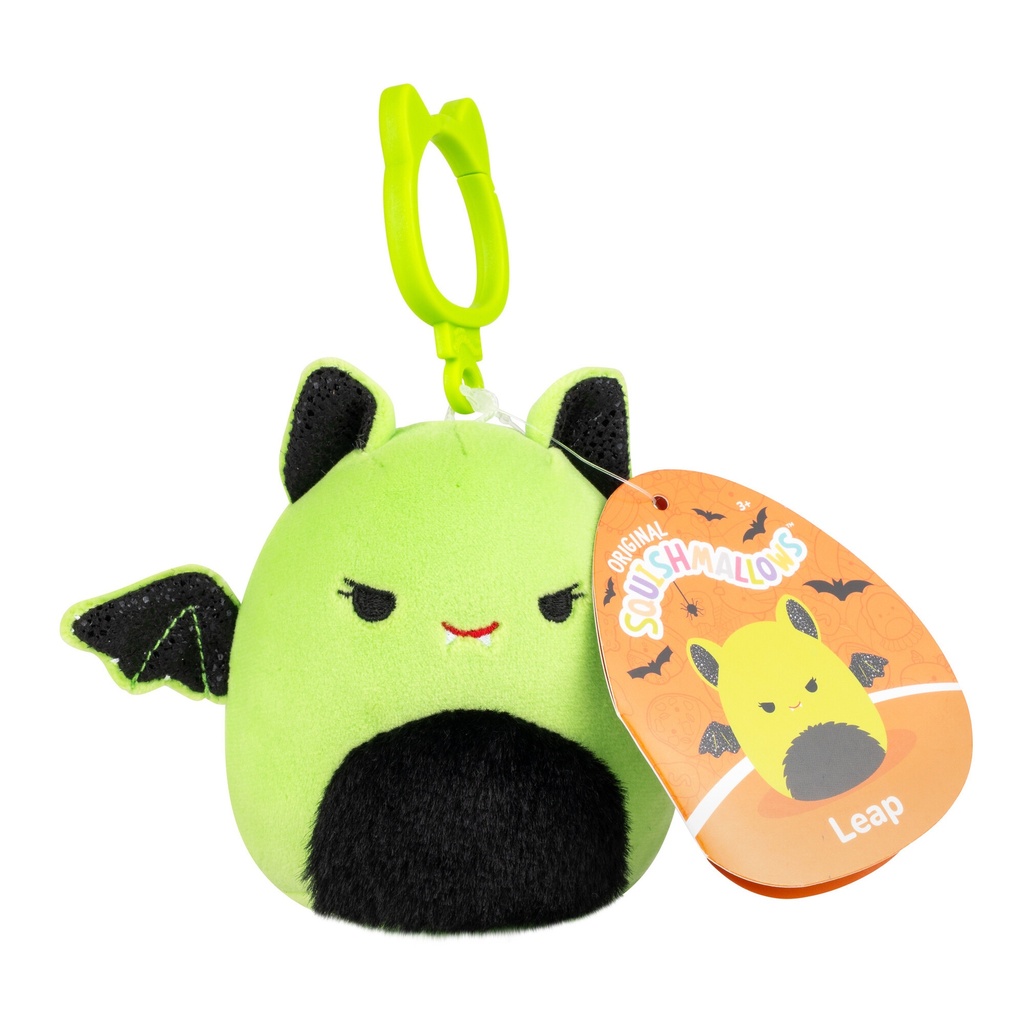 Leap the Green Bat 3.5 Inch Squishmallows Halloween Clip-On 