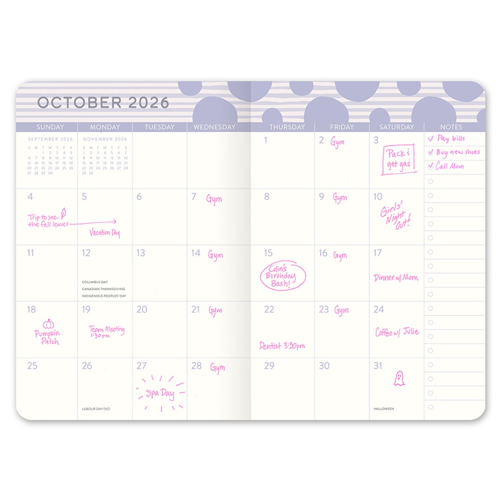 2026 Monthly Pocket Planner (August 2025 - December 2026) Darling Dots - Orange Circle Studio