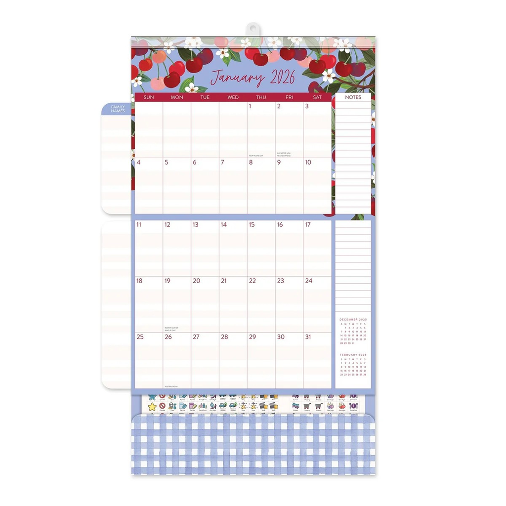 2026 17-Month Do It All Wall Calendar (August 2025 to December 2026) Fruit and Flora - Orange Circle Studio
