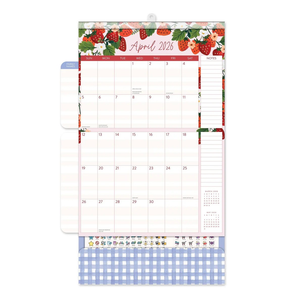 2026 17-Month Do It All Wall Calendar (August 2025 to December 2026) Fruit and Flora - Orange Circle Studio