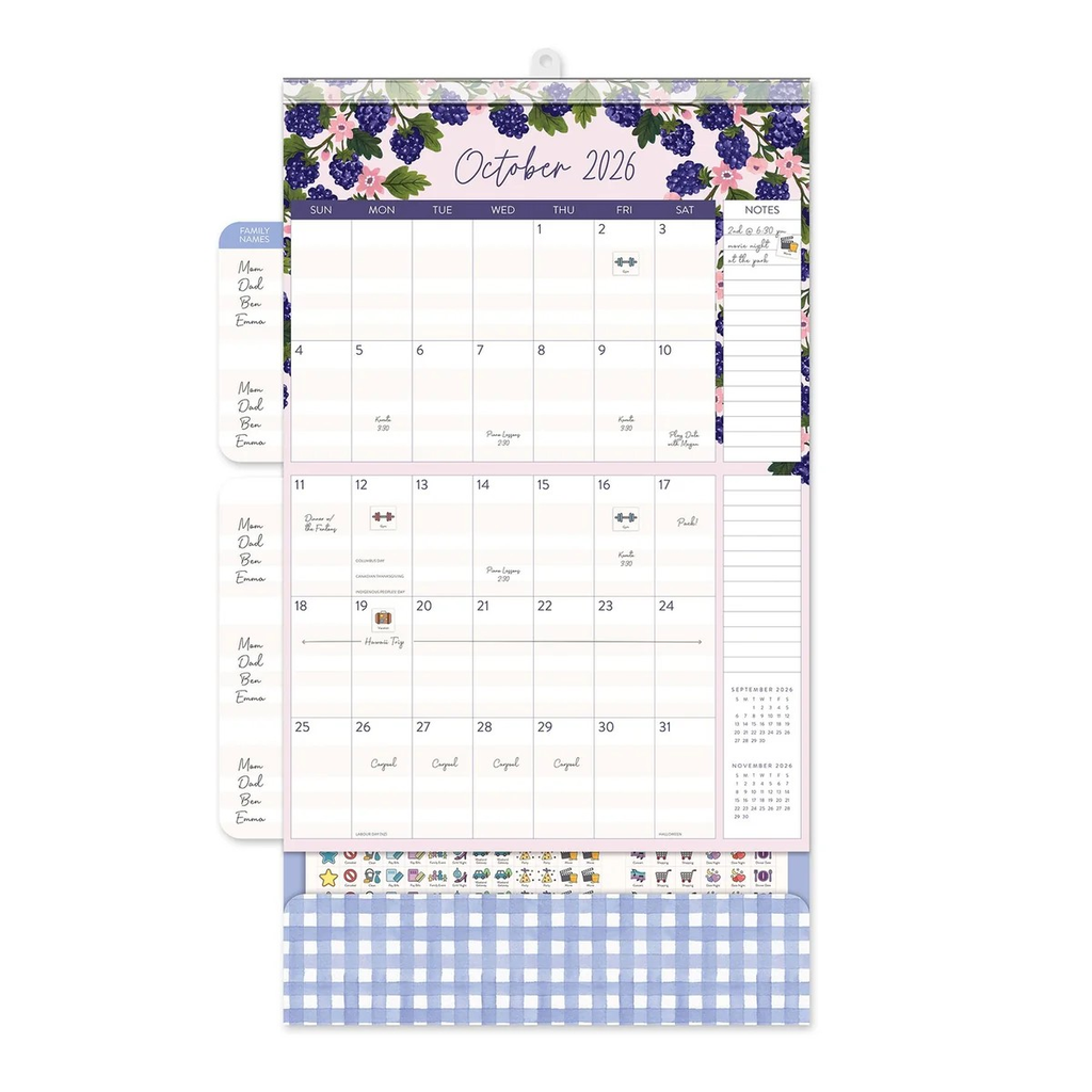 2026 17-Month Do It All Wall Calendar (August 2025 to December 2026) Fruit and Flora - Orange Circle Studio