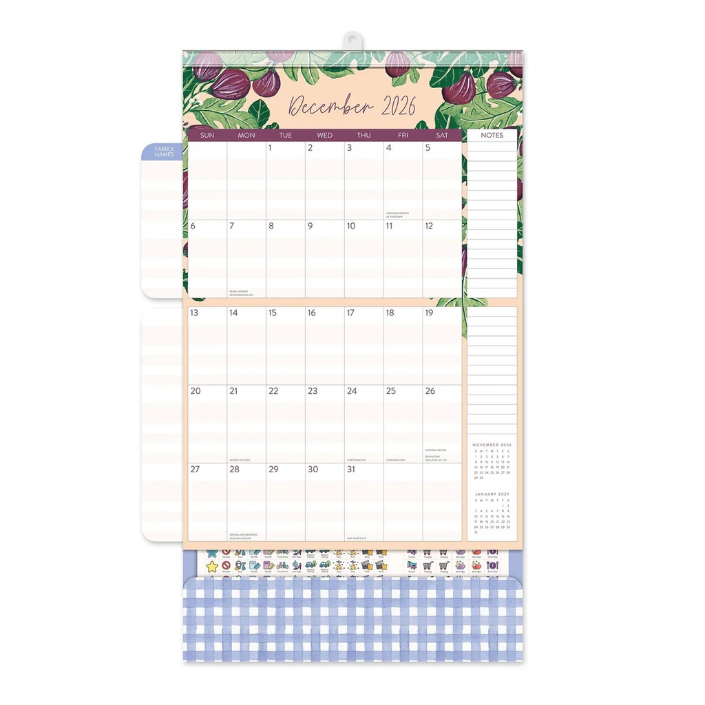 2026 17-Month Do It All Wall Calendar (August 2025 to December 2026) Fruit and Flora - Orange Circle Studio