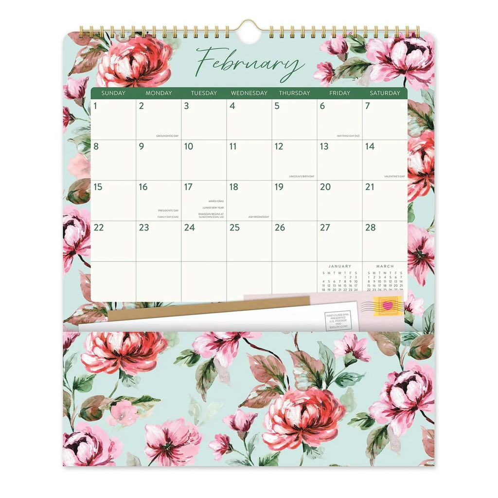 2026 Pockets Plus Calendar (January 2026 to December 2026) Bella Flora - Orange Circle Studio