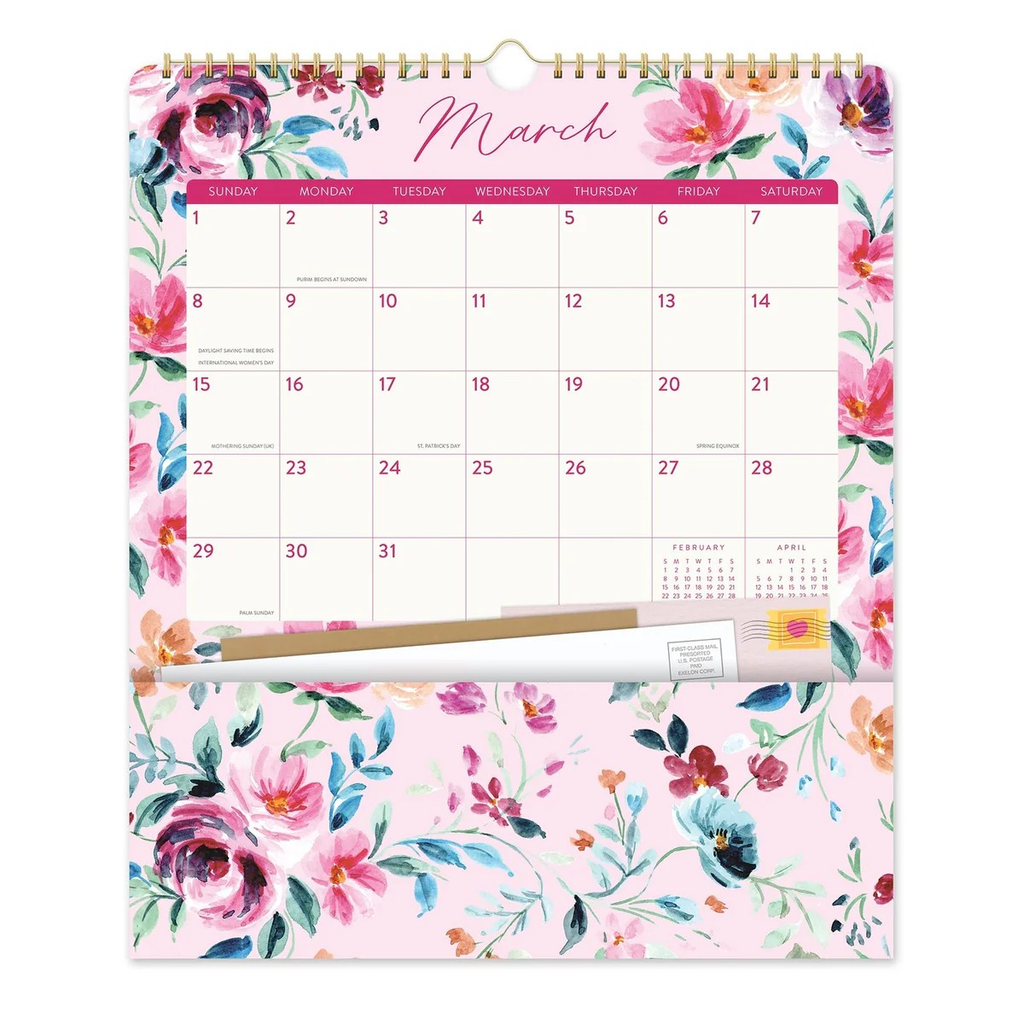 2026 Pockets Plus Calendar (January 2026 to December 2026) Bella Flora - Orange Circle Studio