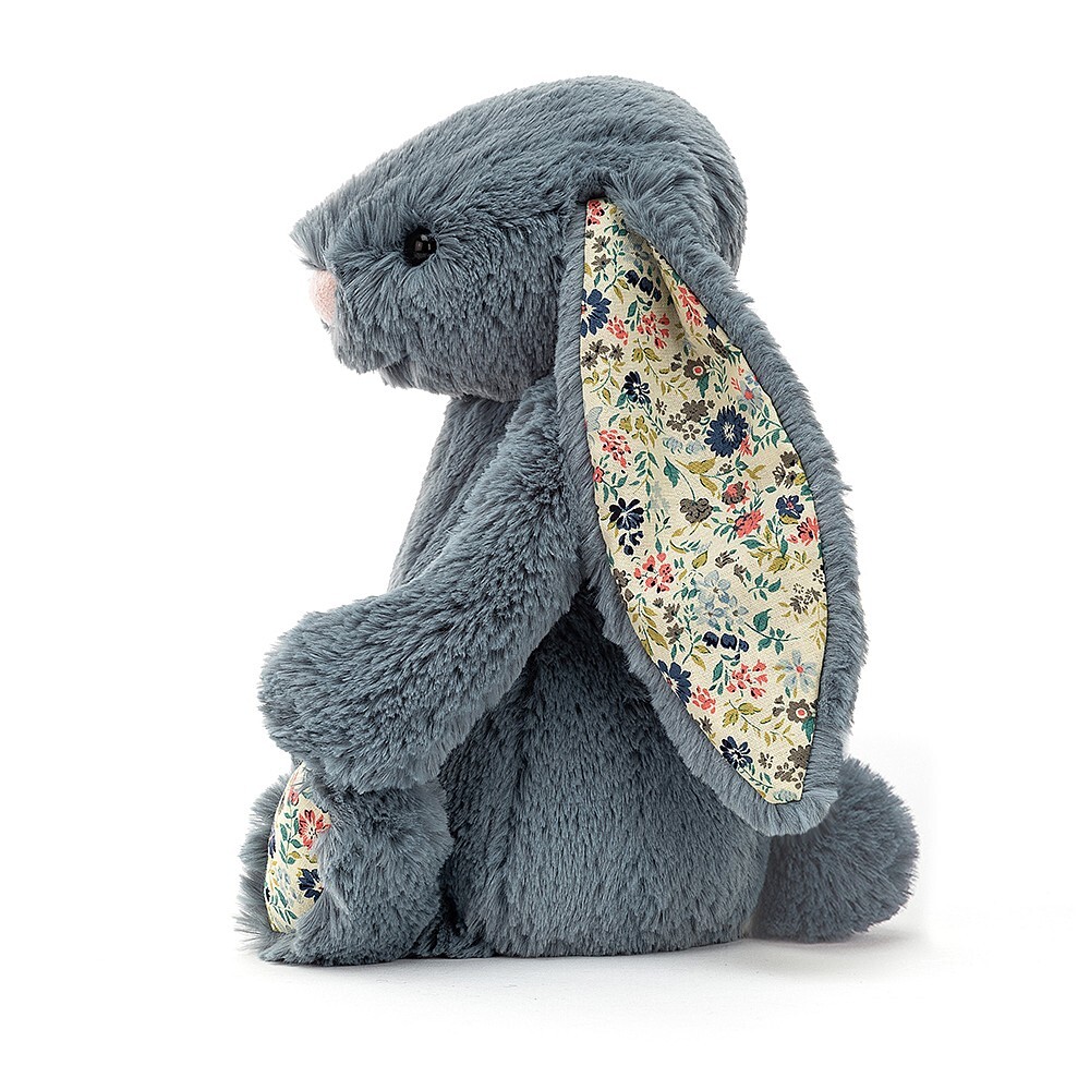 Jellycat Bashful Blossom Dusky Blue Bunny (Small) Side