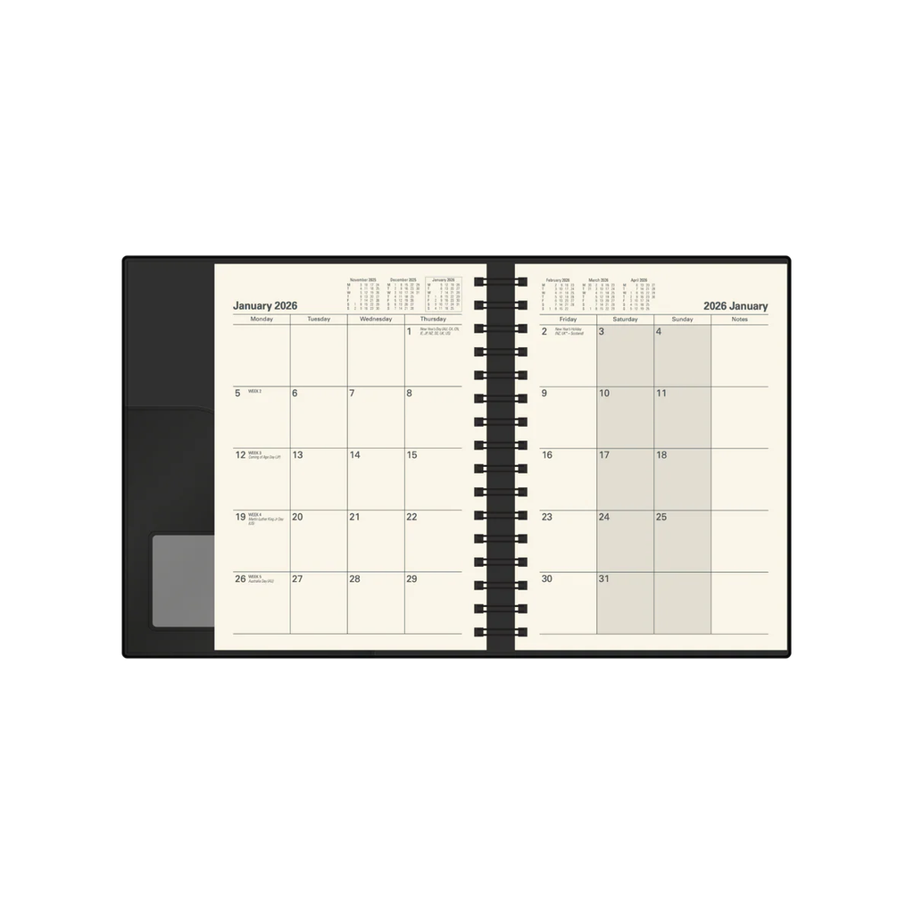 2026 Diary A5 Month-To-View (MTV) with Notes Vanessa Rose Gold - Collins Debden