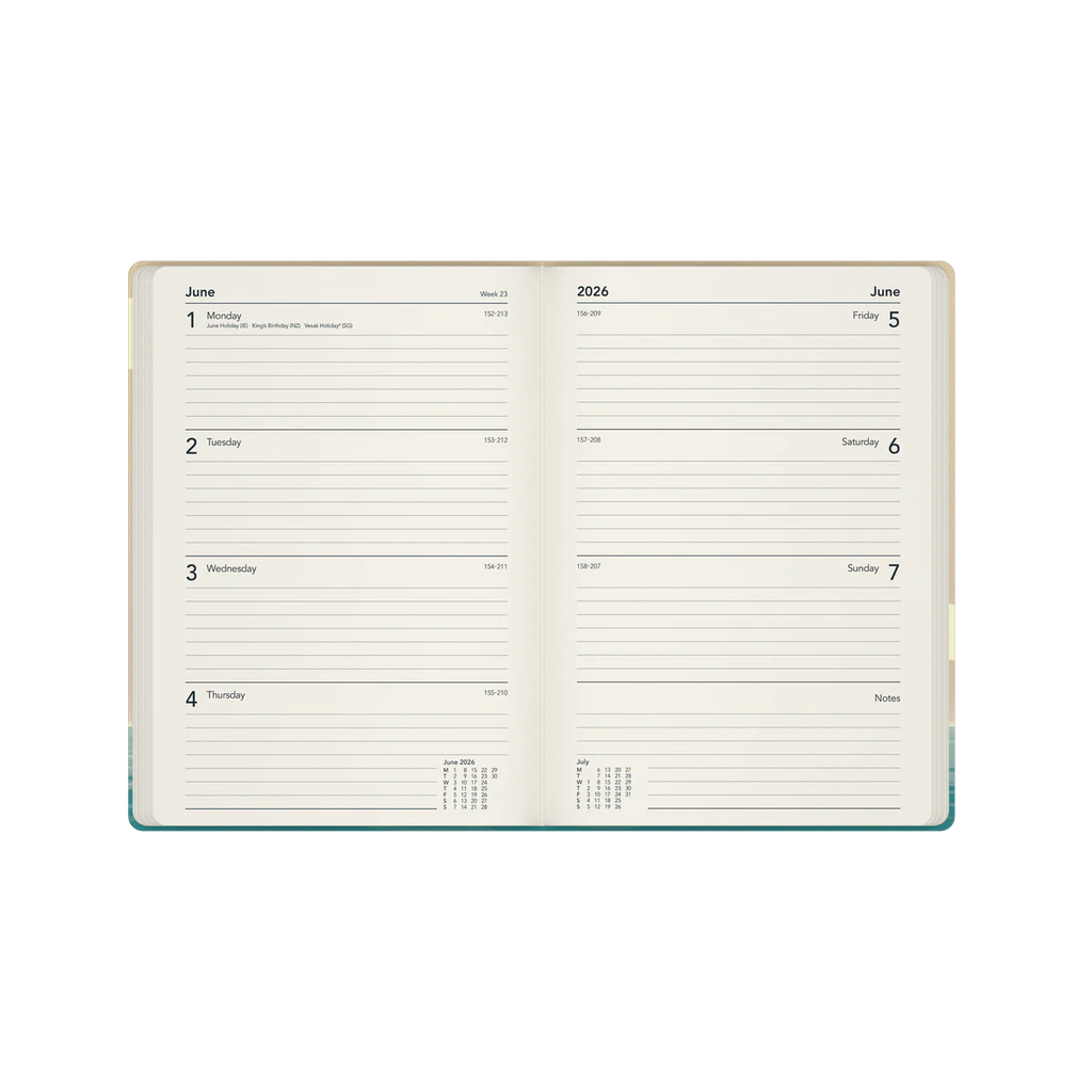 2026 Diary A5 Week-To-View (WTV) Recycled Hard Cover Submerge Beige - Collins Debden