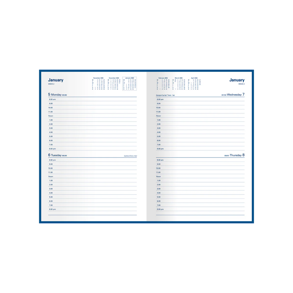 2026 Diary A5 Two-Days-To-A-Page (2DTP) Kingsgrove Blue - Collins Debden