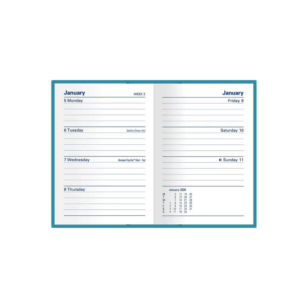 2026 Diary A7 Week-To-View (WTV) Belmont Black - Collins Debden