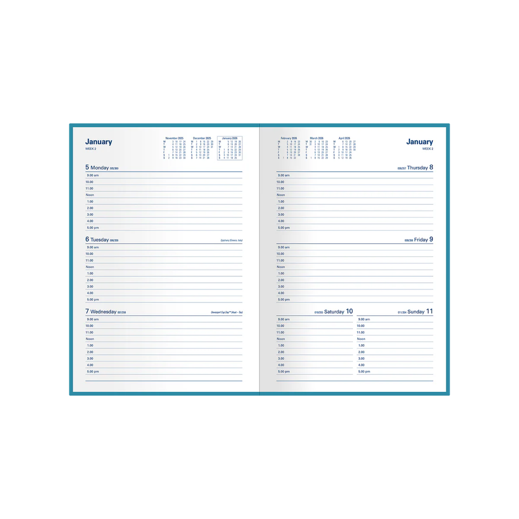 2026 Diary A5 Week-To-View (WTV) Belmont Black - Collins Debden