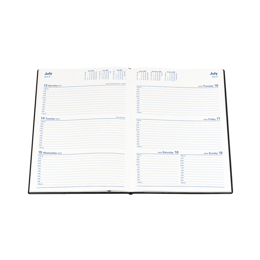 2026 Diary A4 Week-To-View (WTV) Belmont Black - Collins Debden