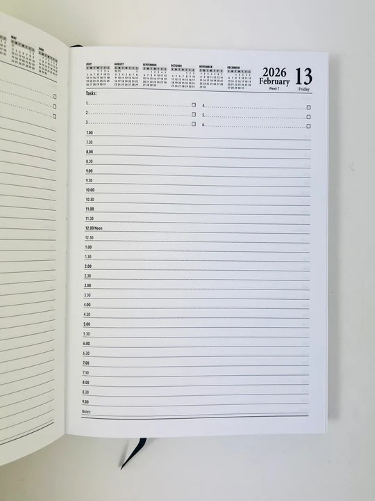2026 Diary A5 Day-To-Page (DTP) Business Basic Blue - Ozcorp