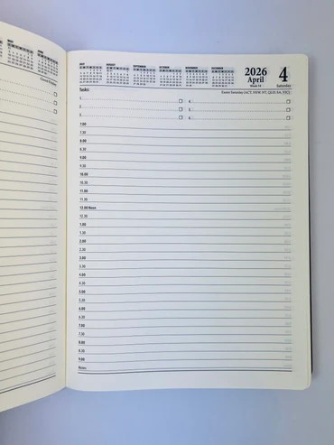 2026 Diary A4 Day-To-A-Page (DTP) Case Bound Croc Tan - Ozcorp