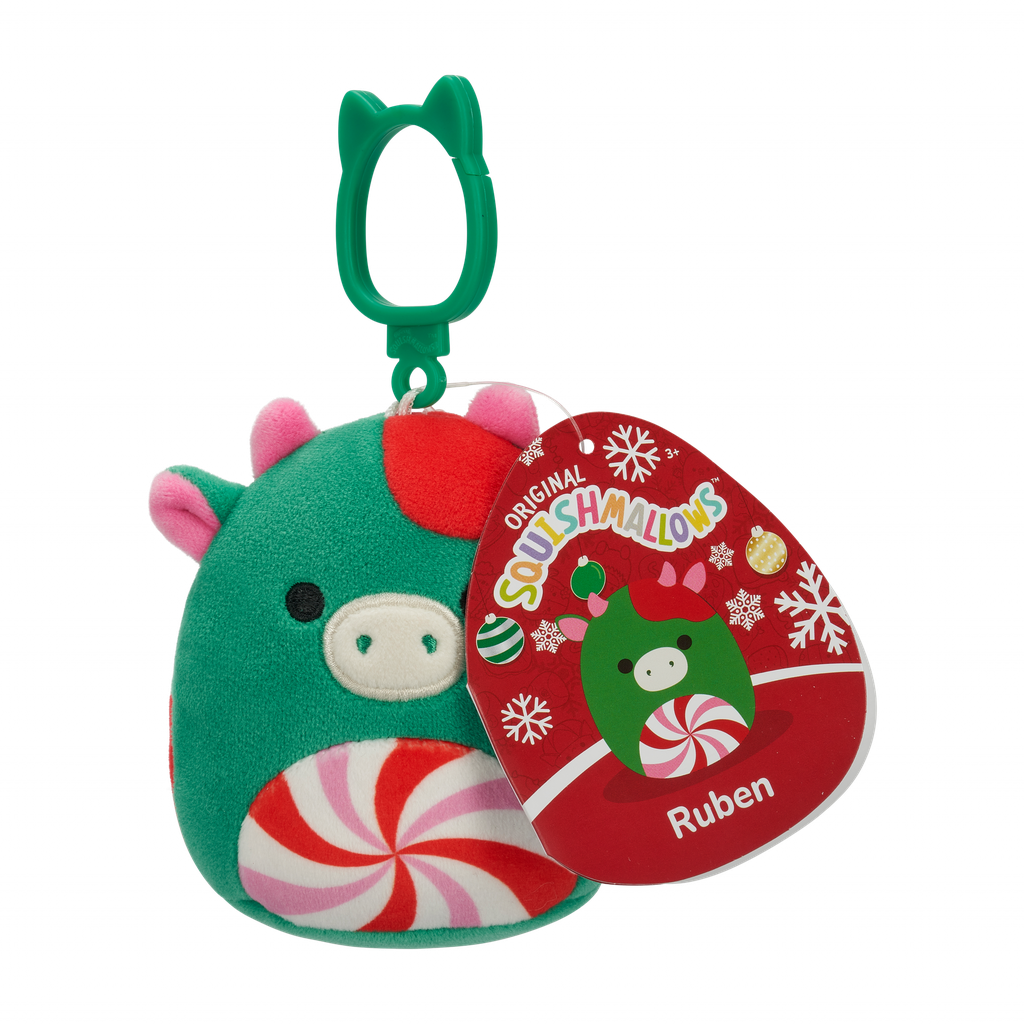 Ruben the Peppermint Cow 3.5 inch Squishmallows Clip-On Holiday 2025 
