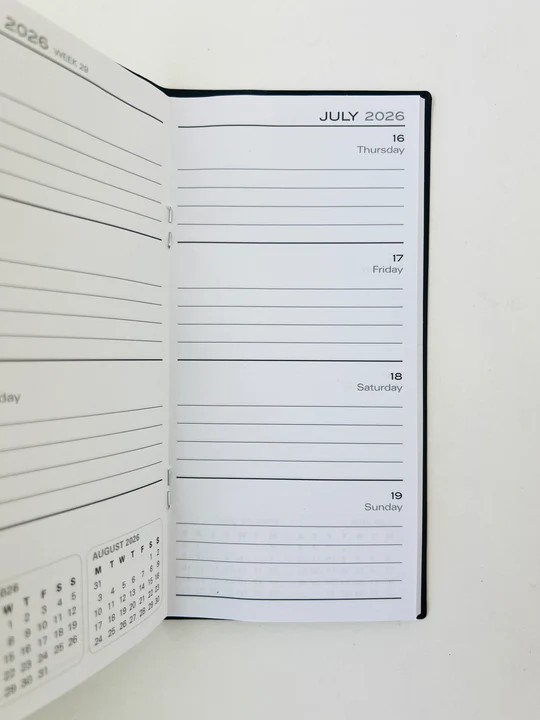 2026 Pocket Diary Week-To-View (WTV) Softcover Black  - Ozcorp