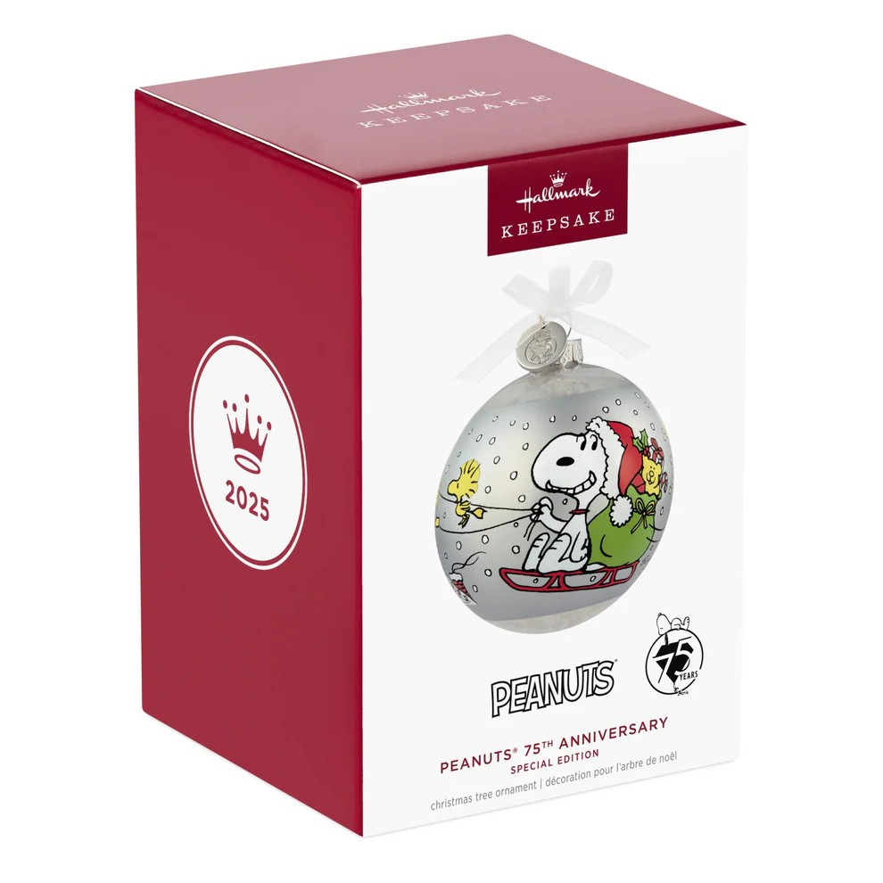 Peanuts 75th Anniversary: Special Edition Glass Ball - 2025 Hallmark Keepsake Christmas Ornament