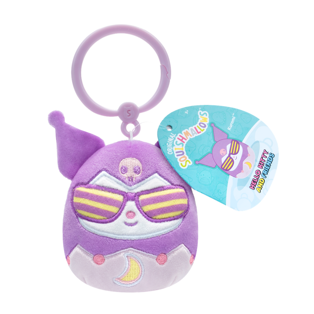 Kuromi 3.5 inch Squishmallows Clip-On Hello Kitty and Friends Kawaii Tokyo Assortment