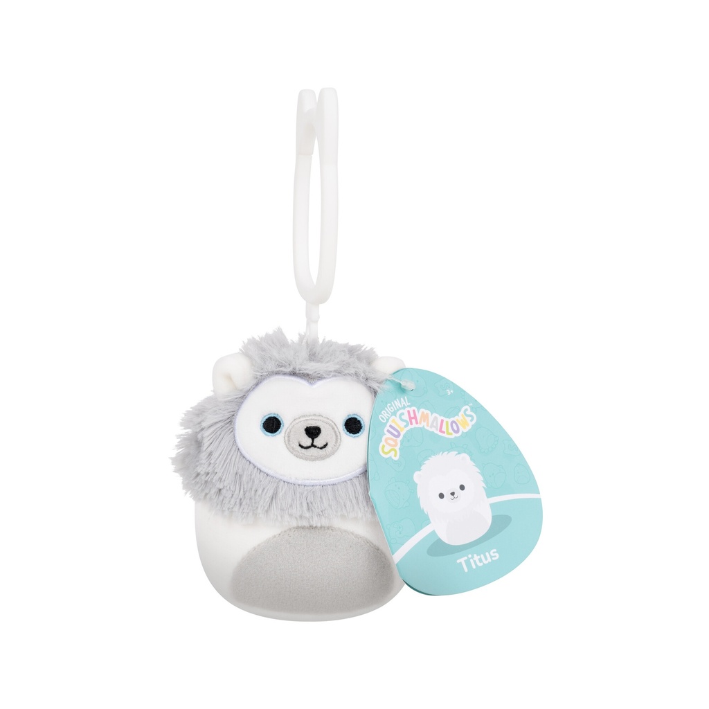 Titus the White and Grey Lion 3.5 inch Squishmallows Clip-On 