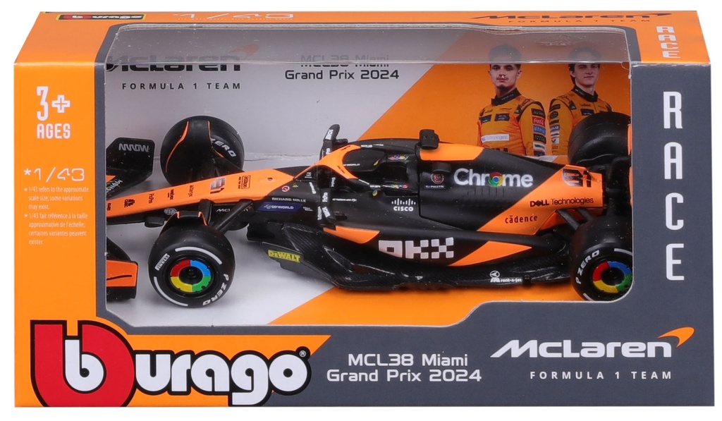 Bburago F1 without Helmet 1:43 2024 F-1 McLaren MCL 38 #81 Piastri WB
