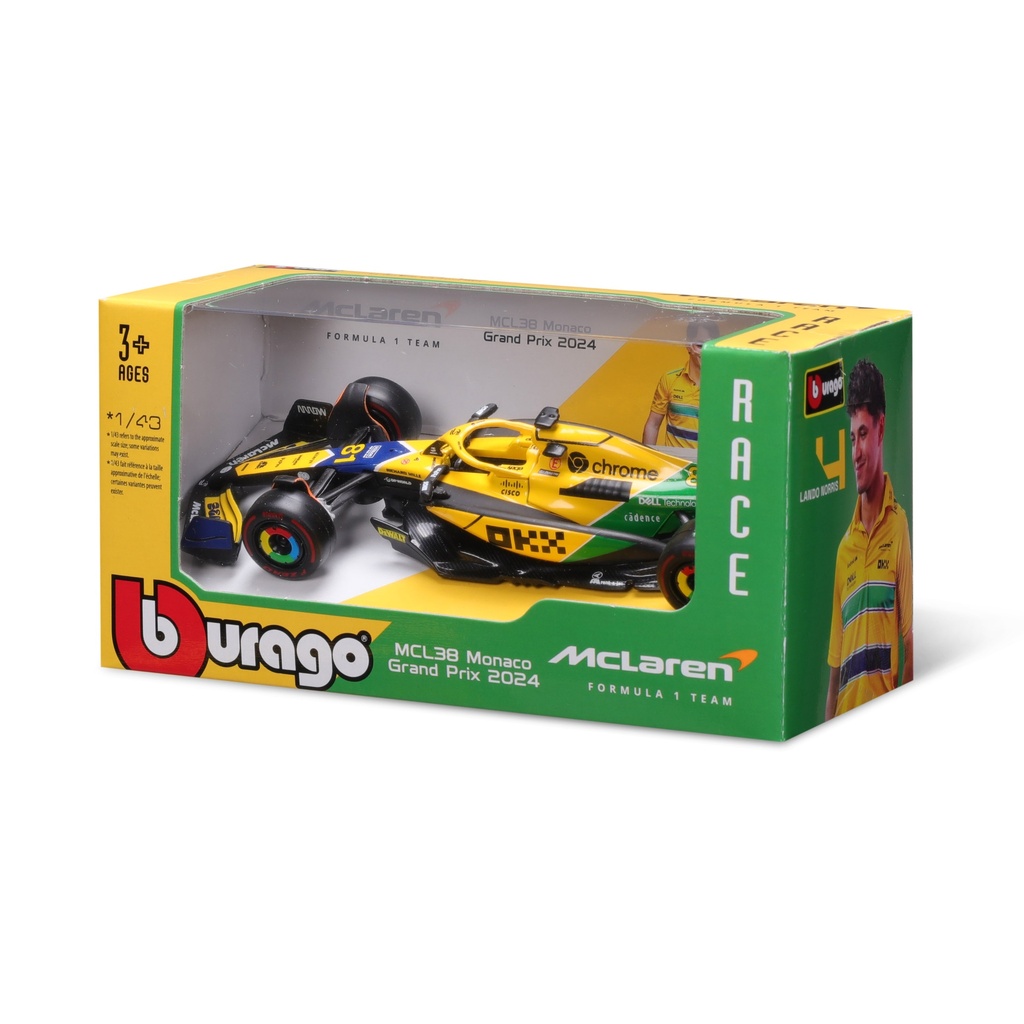 Bburago F1 2024 McLaren F1 Senna Livery Driver #81 Oscar Piastri WB Without Helmet 1:43 Scale