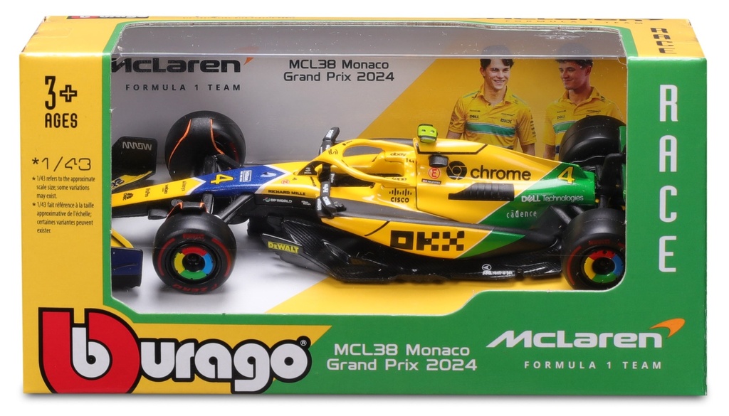 Bburago F1 Without Helmet 1:43 2024 McLaren F1 Senna Livery Driver #4 Norris WB