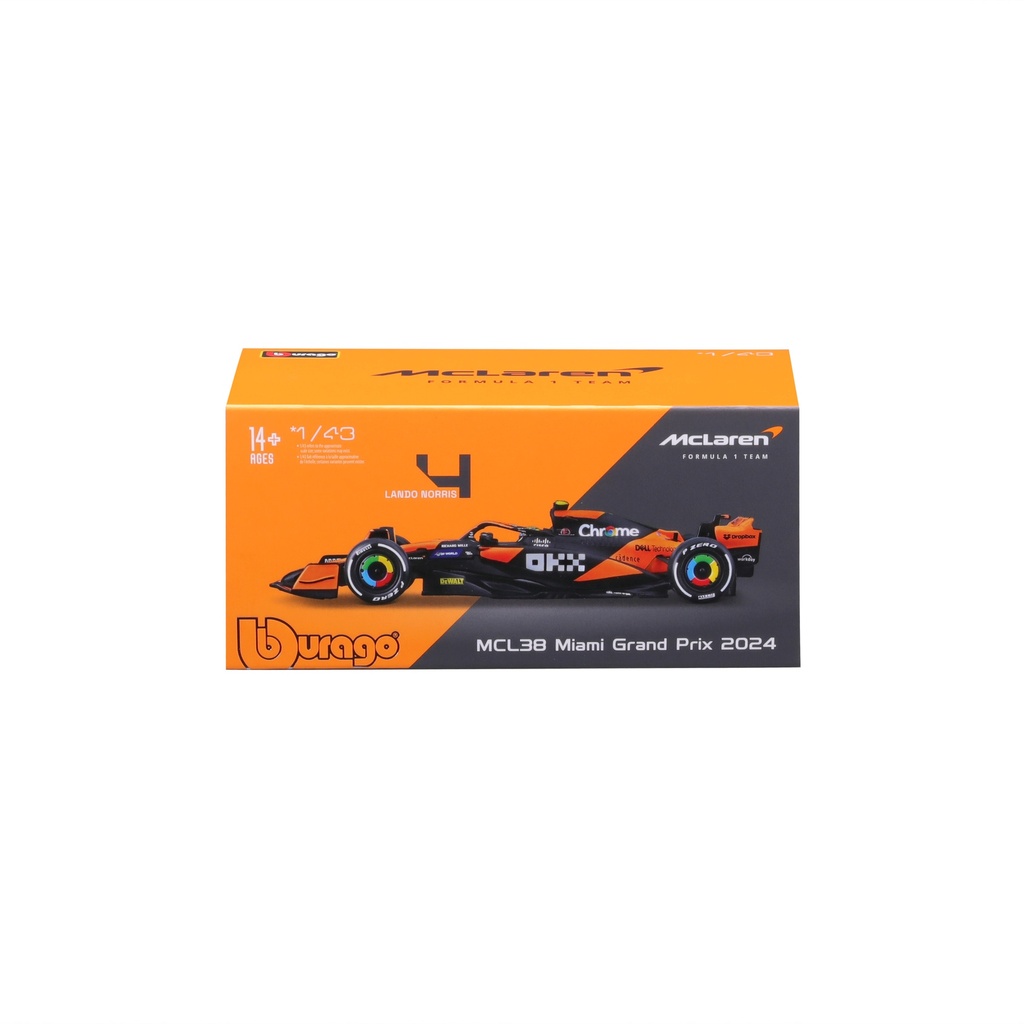 Bburago F1 with Helmet 1:43 2024 F-1 McLaren MCL 38 #4 Norris with Helmet