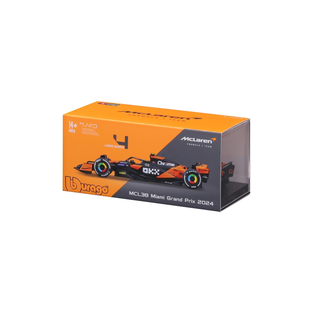Bburago F1 with Helmet 1:43 2024 F-1 McLaren MCL 38 #4 Norris with Helmet