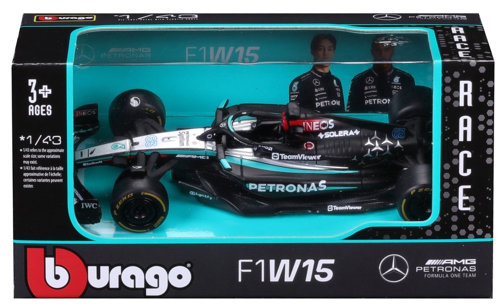 Bburago F1 2024 Mercedes AMG W15 #63 George Russell without Helmet 1:43 Scale F-1  WB