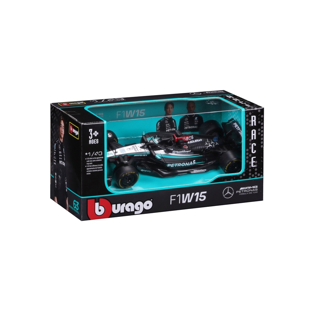 Bburago F1 2024 Mercedes AMG W15 #63 George Russell without Helmet 1:43 Scale F-1  WB