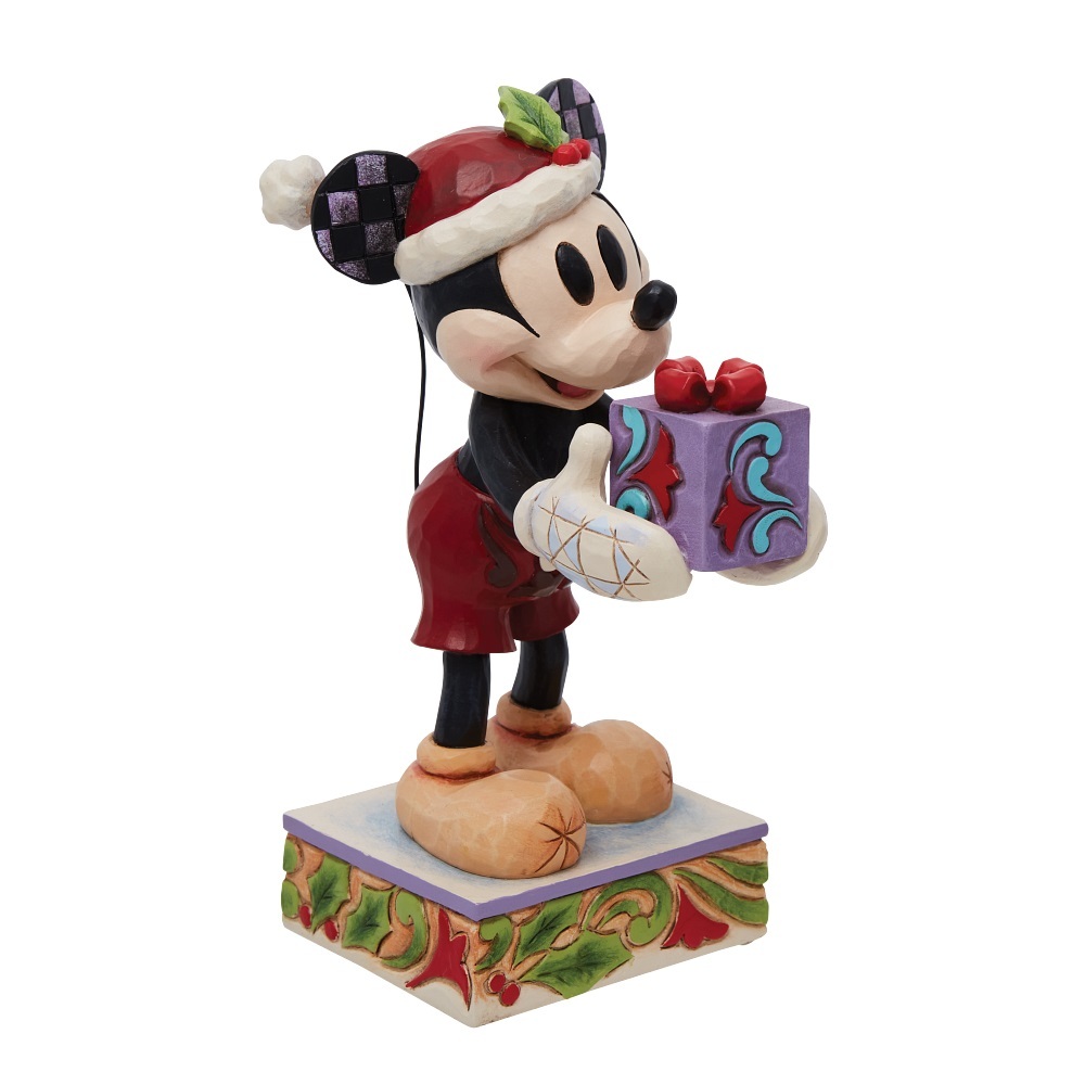 "Secret Santa" Santa Mickey Holding Present  - Disney Traditions By Jim Shore